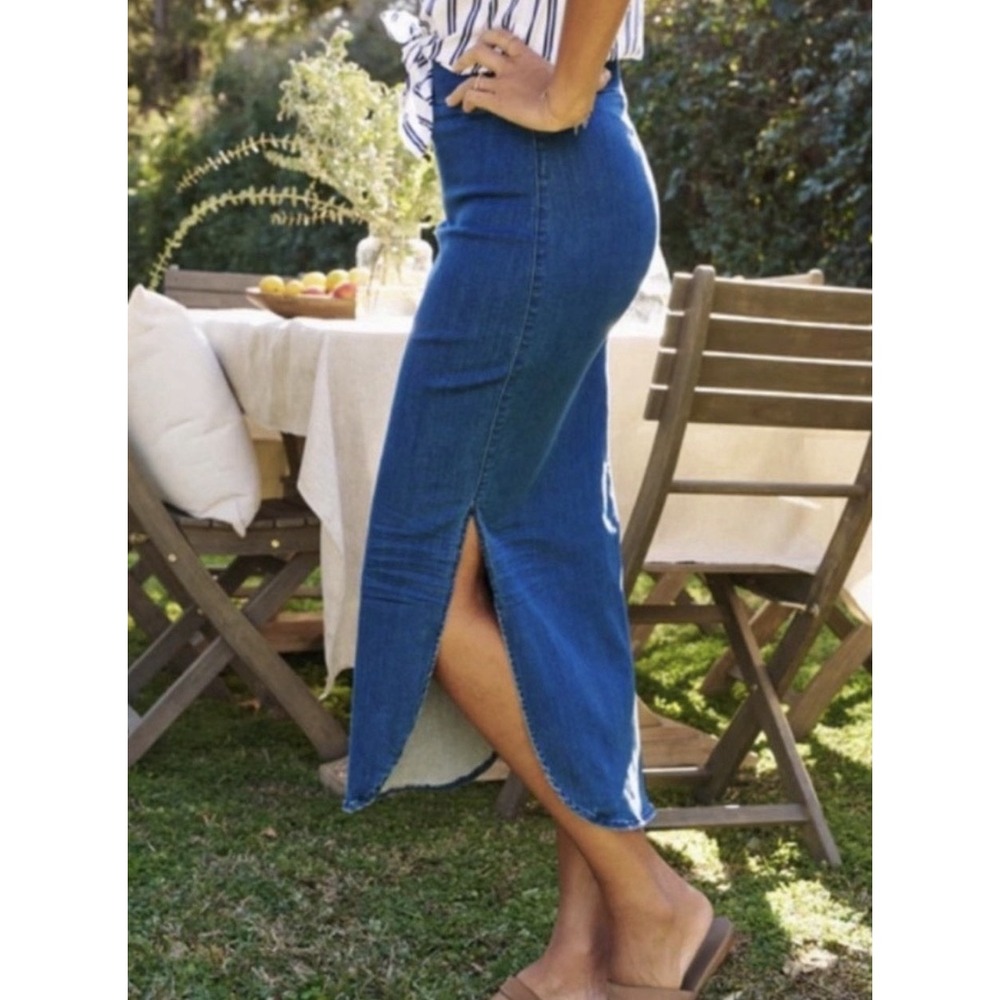 Frank and Eileen‎ NWT Donegal Unforgettable Skirt 1977 Denim Medium Wash Size 2 - Picture 2 of 6